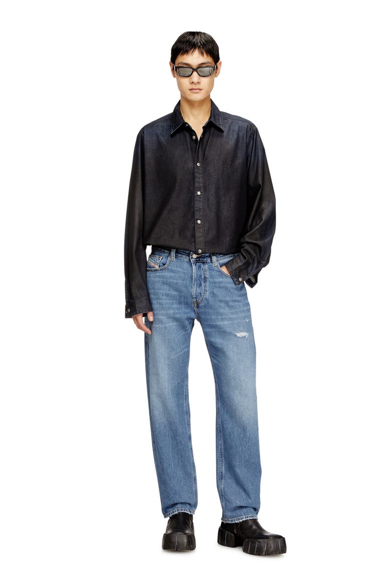 2024 D-Macs Distressed Relaxed Straight Leg Jeans, Alternate, color, DENIM