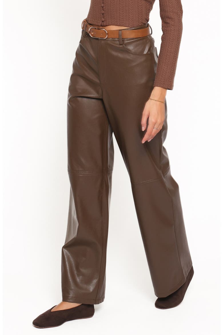 Emer High Waist Straight Leg Faux Leather Pants, Alternate, color, CHOCOLATE BROWN
