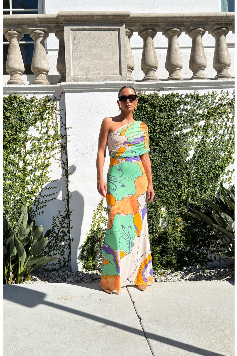 Mirabel One-Shoulder Maxi Dress, Alternate, color, SCARF FLORAL