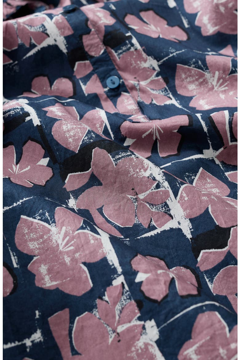 Ysella Organic Cotton Button-Up Shirt, Alternate, color, MONOPRINT FLORAL MARITIME