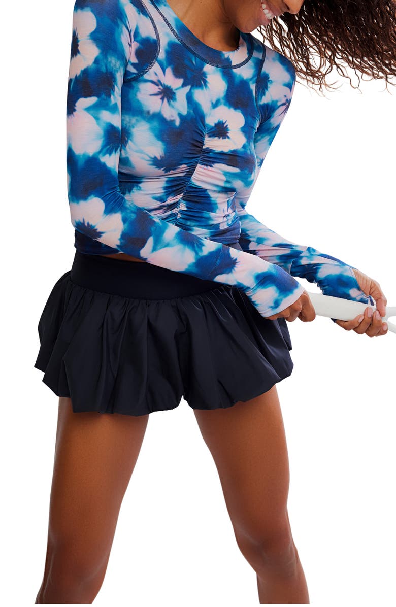 Free People Tempo Ruched Crop Top, Alternate, color, Watercolor- Blue