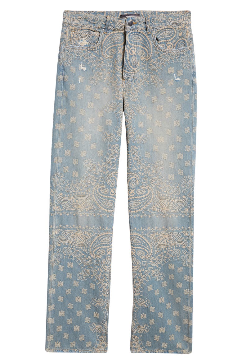 AMIRI Bandana Jacquard Straight Leg Jeans (Men) | Nordstrom