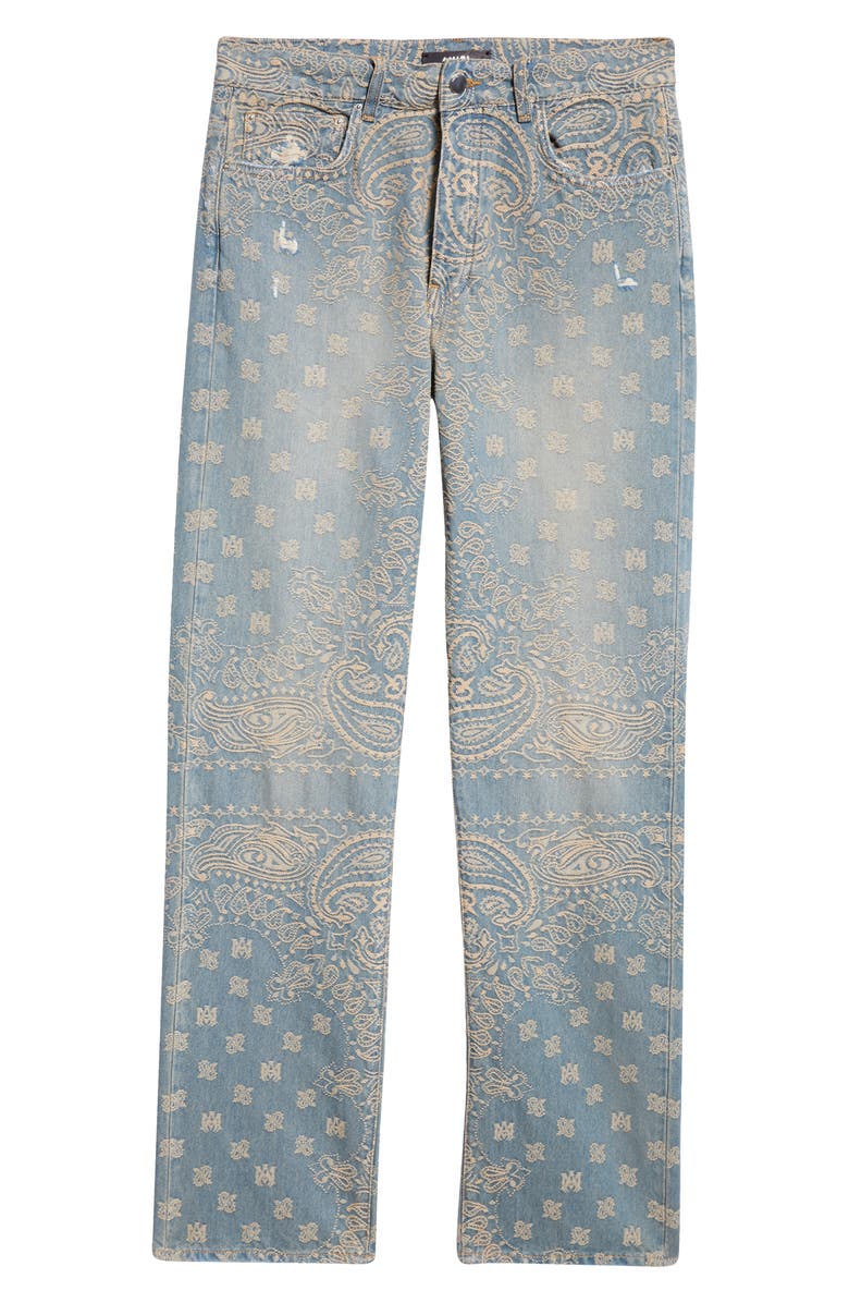 AMIRI Bandana Jacquard Straight Leg Jeans, Alternate, color, Crafted Indigo