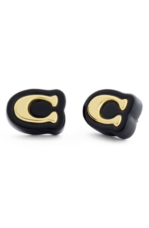 Resin C Stud Earrings