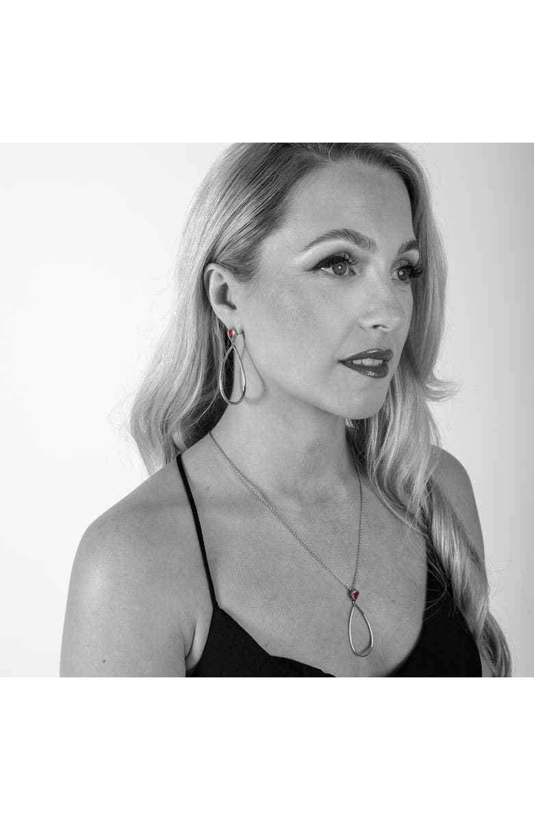 Lucy Quartermaine Long Petal Drop Necklace with Pear Cut Ruby, Alternate, color, Sterling Silver