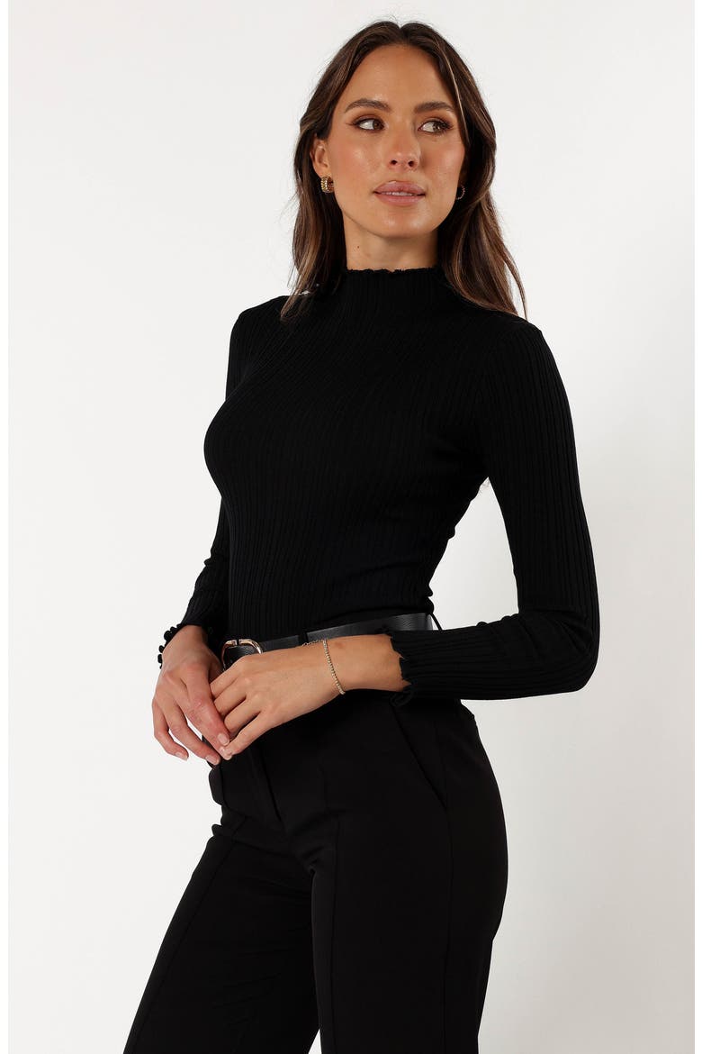 Ridley Rib Mock Neck Top, Alternate, color, BLACK