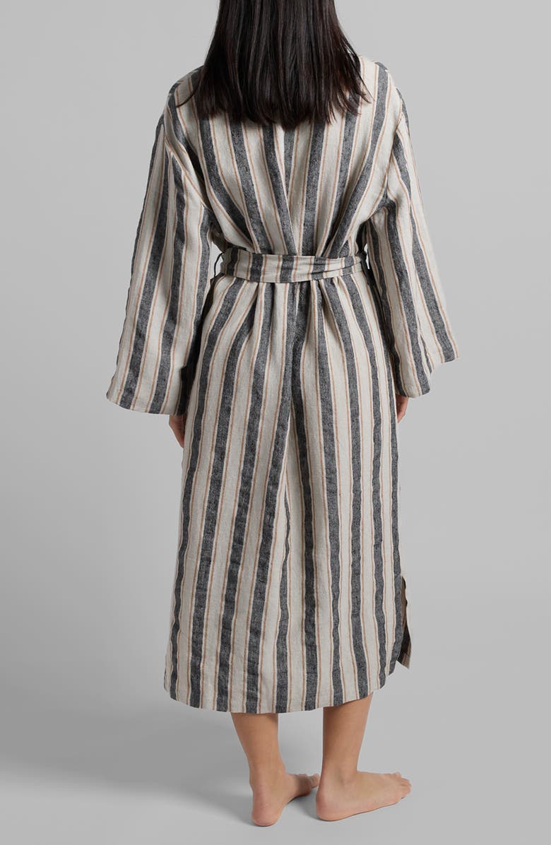 Parachute Stripe Linen Robe, Alternate, color, Natural With Soft Black