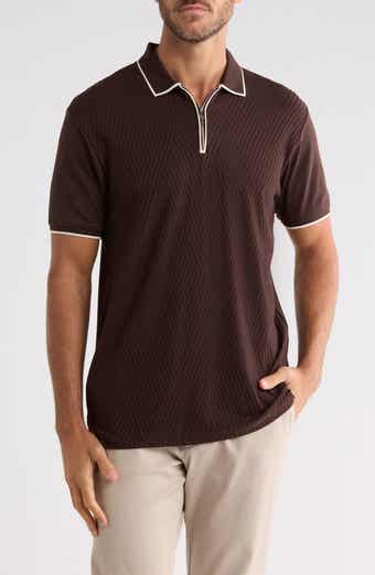 Geo Textured Quarter Zip Polo