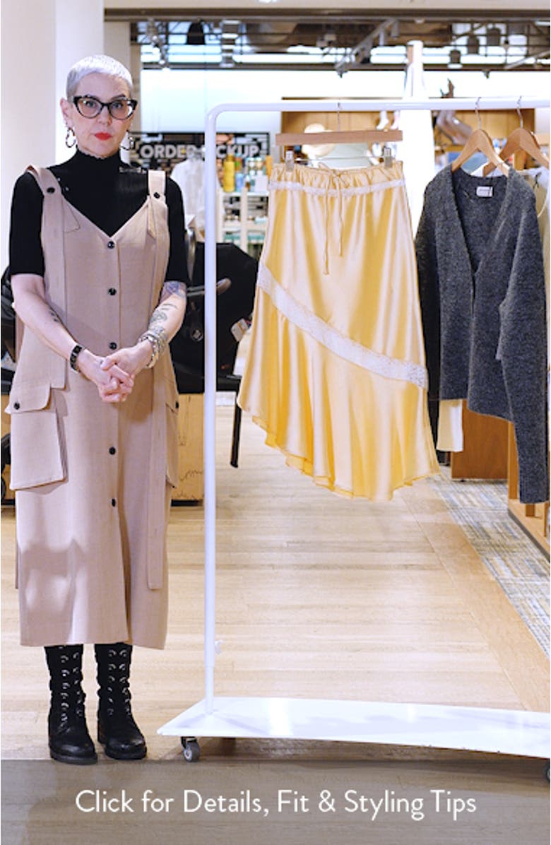 Delphia Lace Inset Asymmetric Satin Skirt, sales video thumbnail