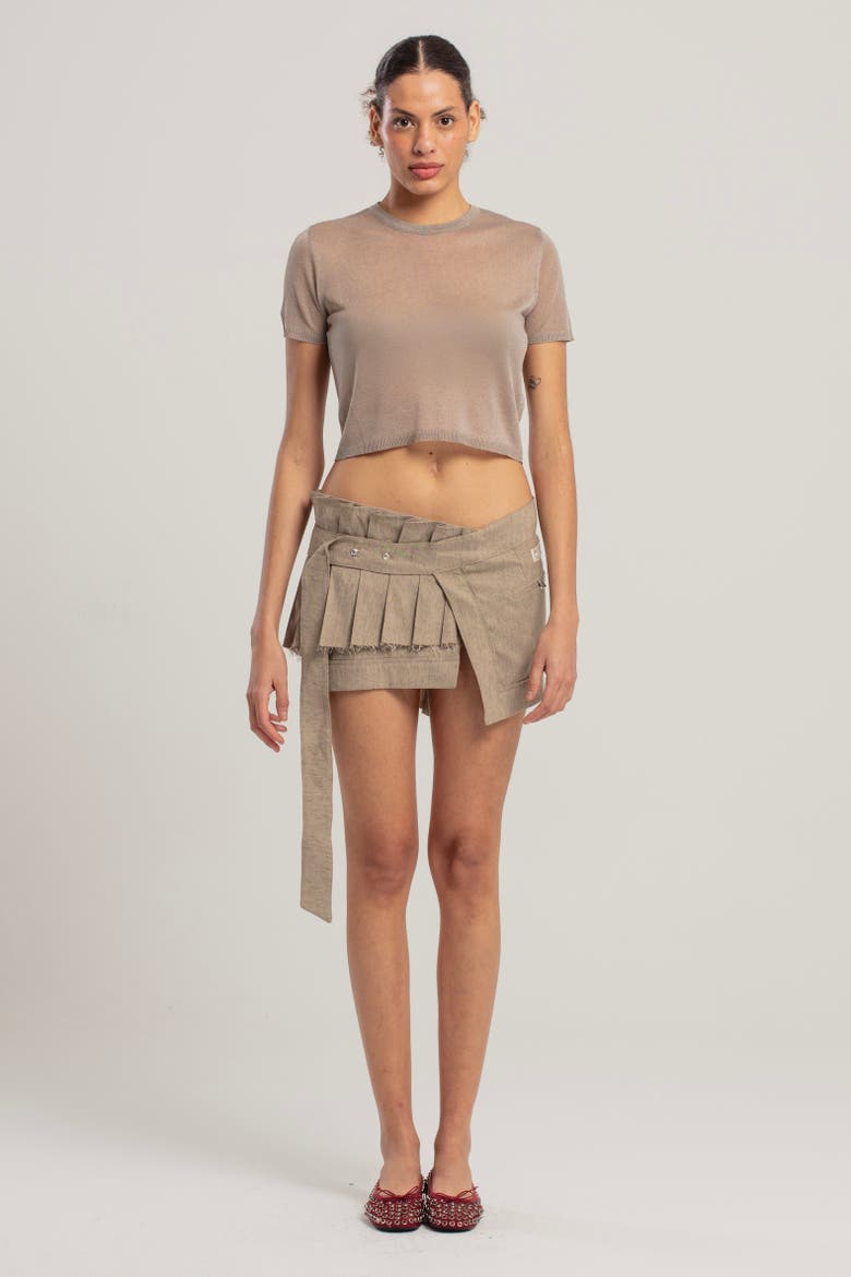 Short Sleeve Knit Top, Alternate, color, BEIGE