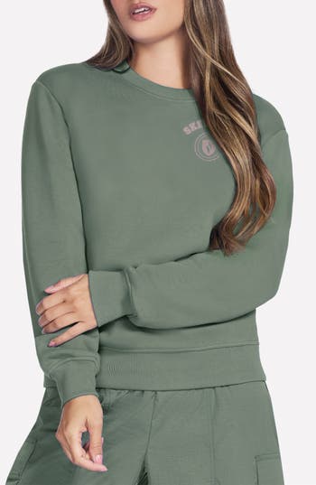 Skechers Collegiate Crest Crewneck Sweatshirt In Green