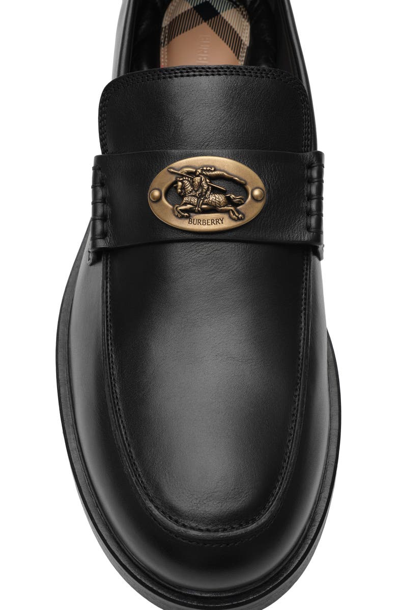 Burberry Leather Pembroke Loafers, Alternate, color, Black