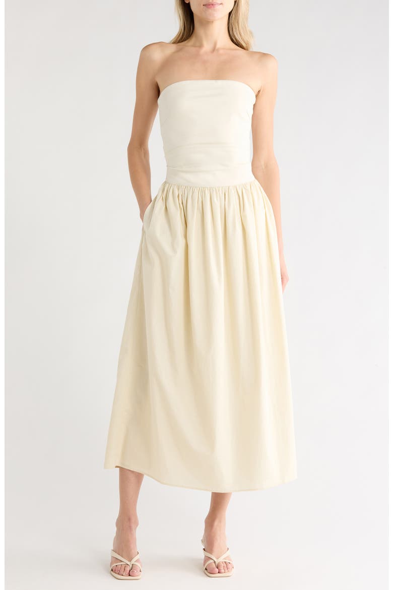 Claudia Strapless Ponte Dress, Main, color, PALE TAN