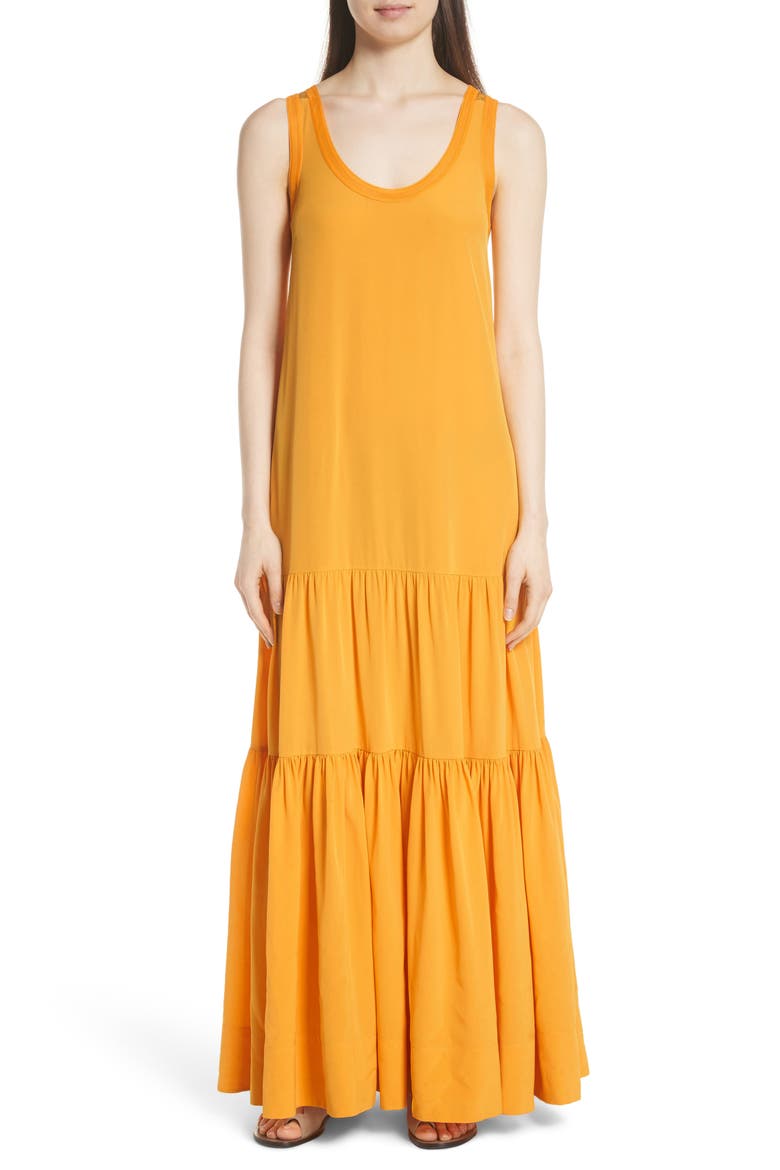Hazel Silk Tank Dress, Main, color, SAFFRON