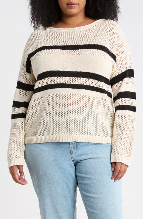 Sporty Stripe Cotton Sweater