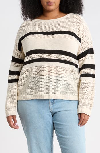 Sanctuary Sporty Stripe Cotton Sweater In Eco Natura