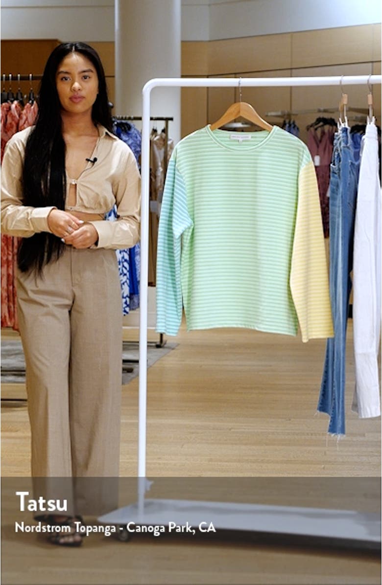 Colorblock Stripe Long Sleeve Stretch Cotton Top, sales video thumbnail