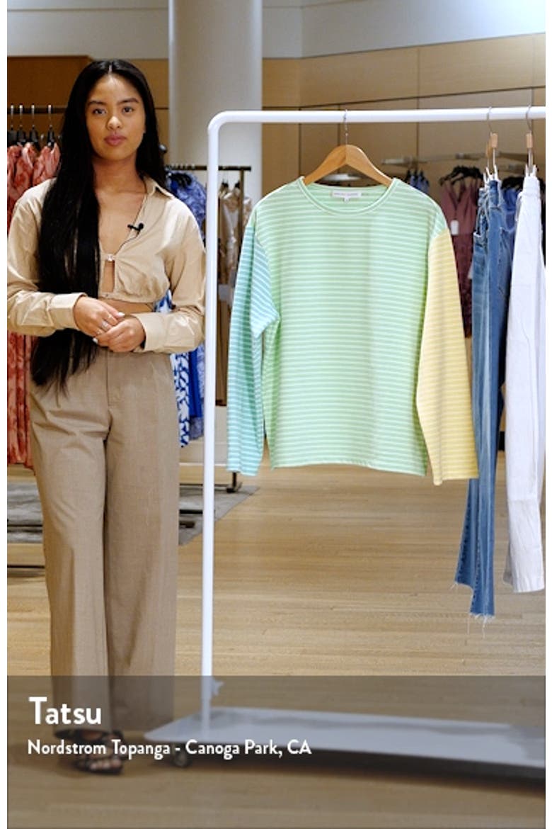 Colorblock Stripe Long Sleeve Stretch Cotton Top video