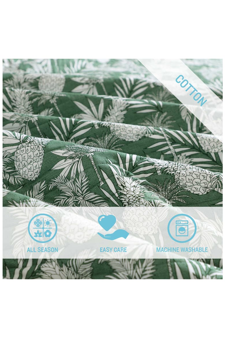 Pineapple Venture Cotton Quilt Set, Alternate, color, GREEN