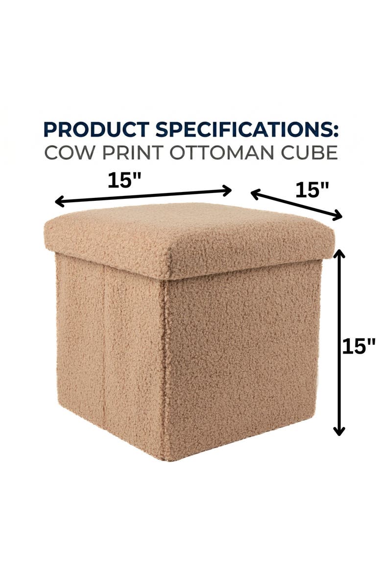 Small Cube Teddy Stash Pouf, Alternate, color, TAUPE