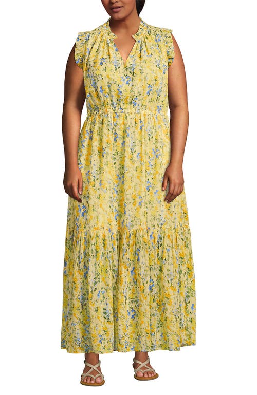 Lands' End Chiffon Maxi Dress With Ruffle Detail In Multi