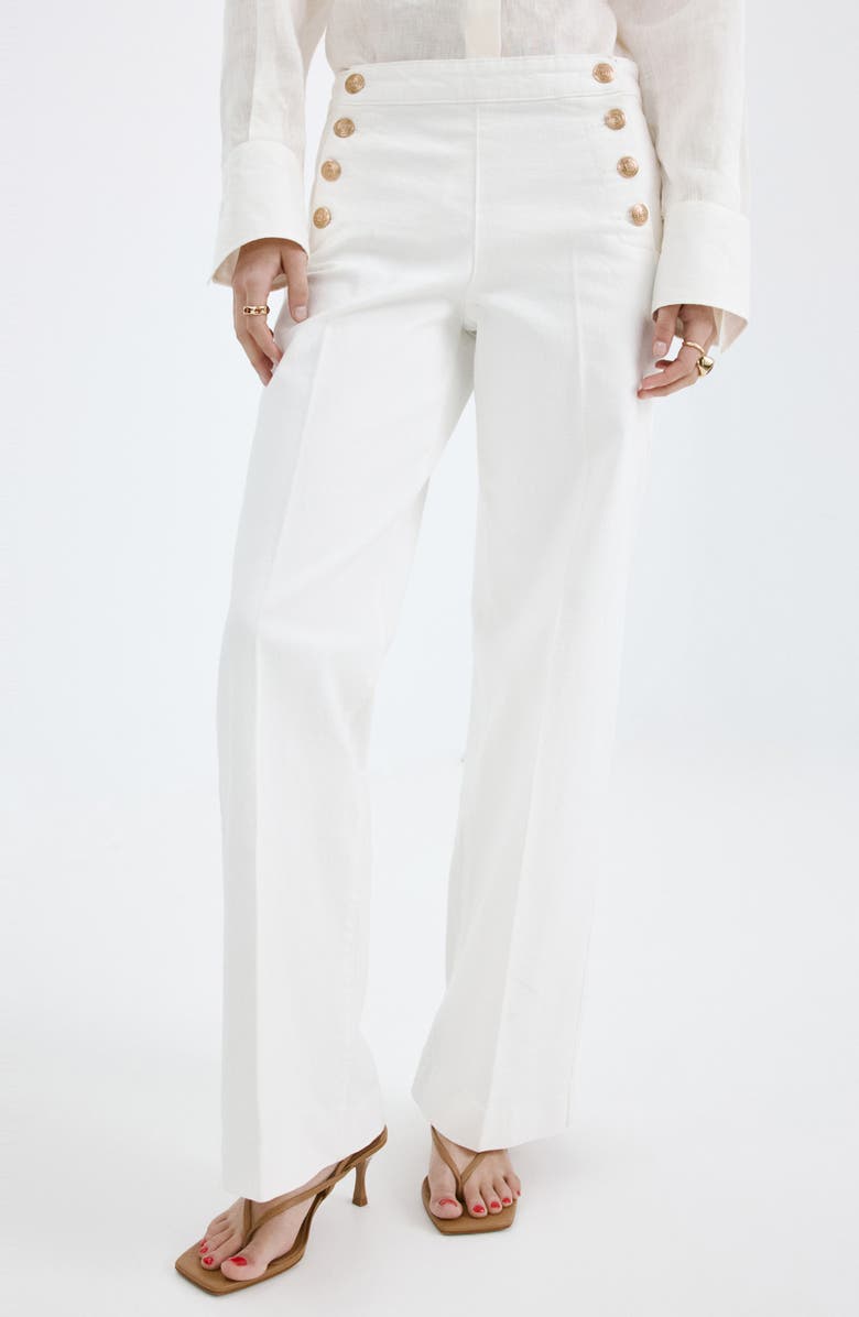 MANGO Sailor Wide Leg Jeans, Main, color, White