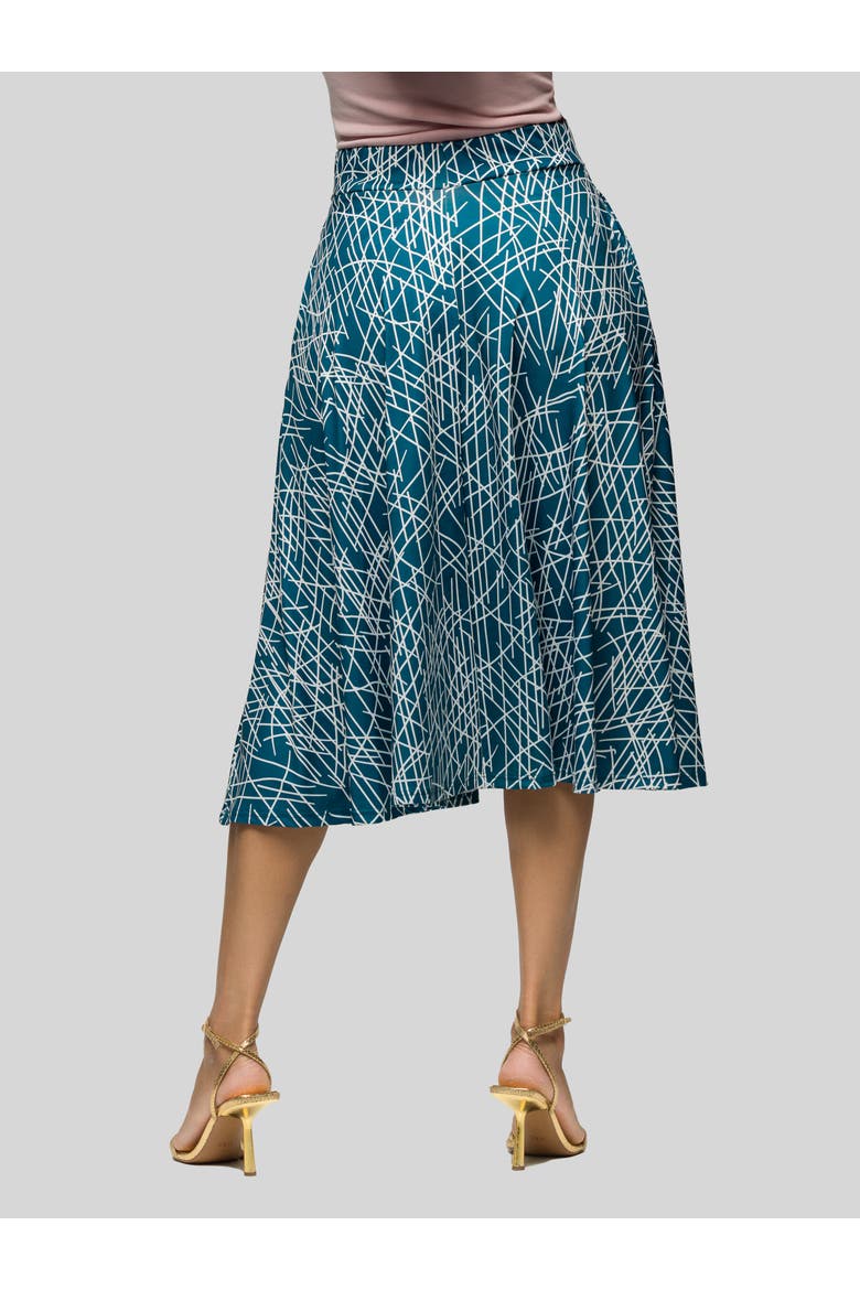 Geometric Print Elastic Waist Pocket Midi Skirt, Alternate, color, Blue Multi