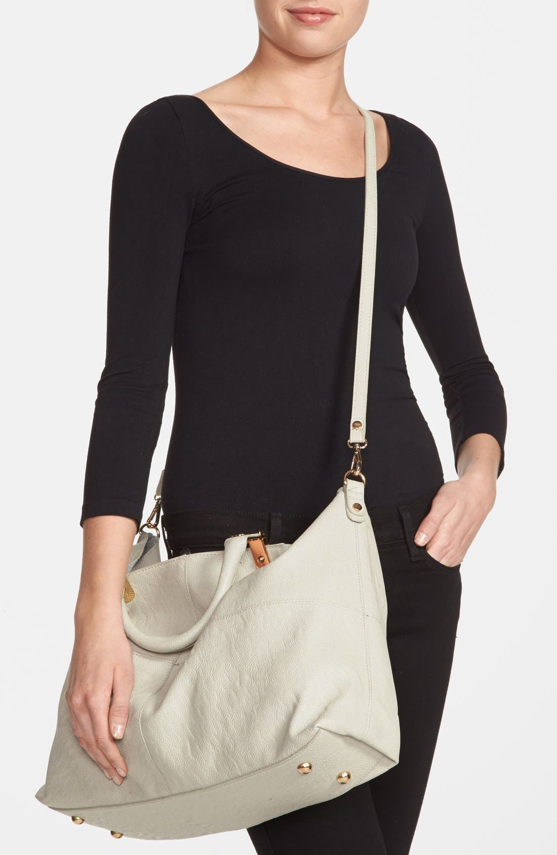 Faux Suede Tote Bag, Alternate, color, GREY