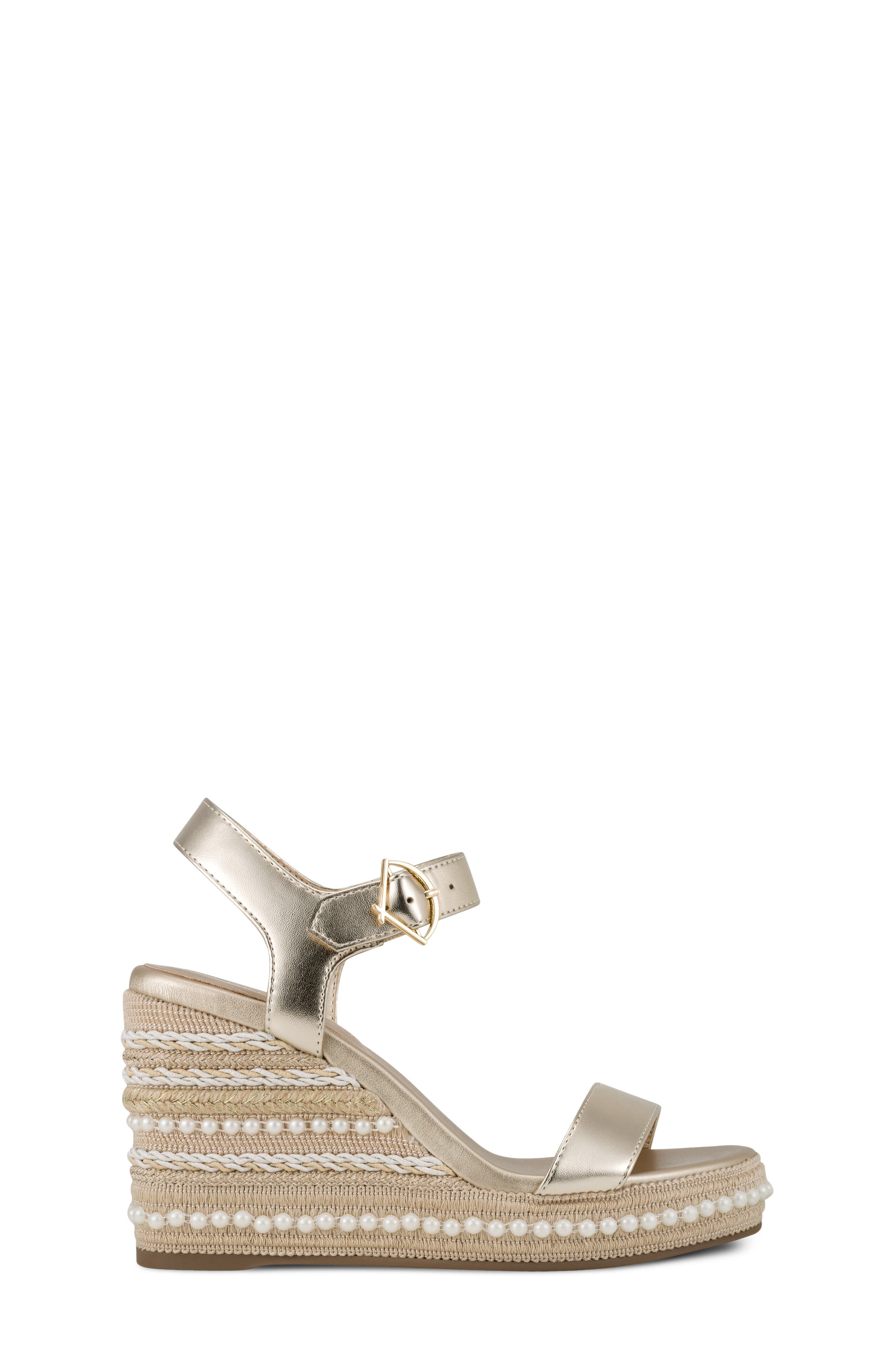 KARL LAGERFELD PARIS Calzona Espadrille Wedge Sandal, Alternate, color, White Gold