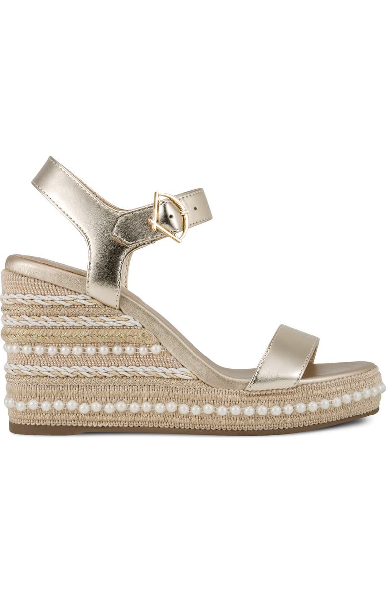 KARL LAGERFELD PARIS Calzona Espadrille Wedge Sandal, Alternate, color, White Gold