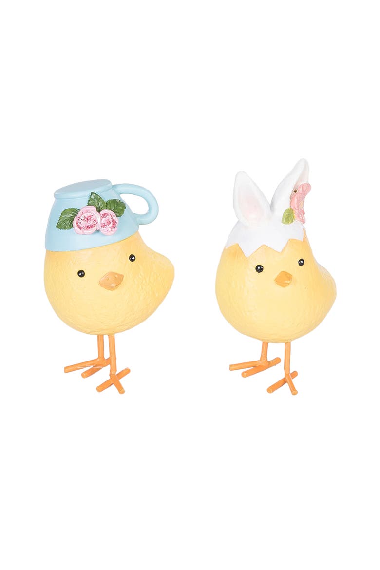 Yellow Easter Chicks Wearing Egg Hats Small Decorative Figurines Set of 4, Alternate, color, Yellow