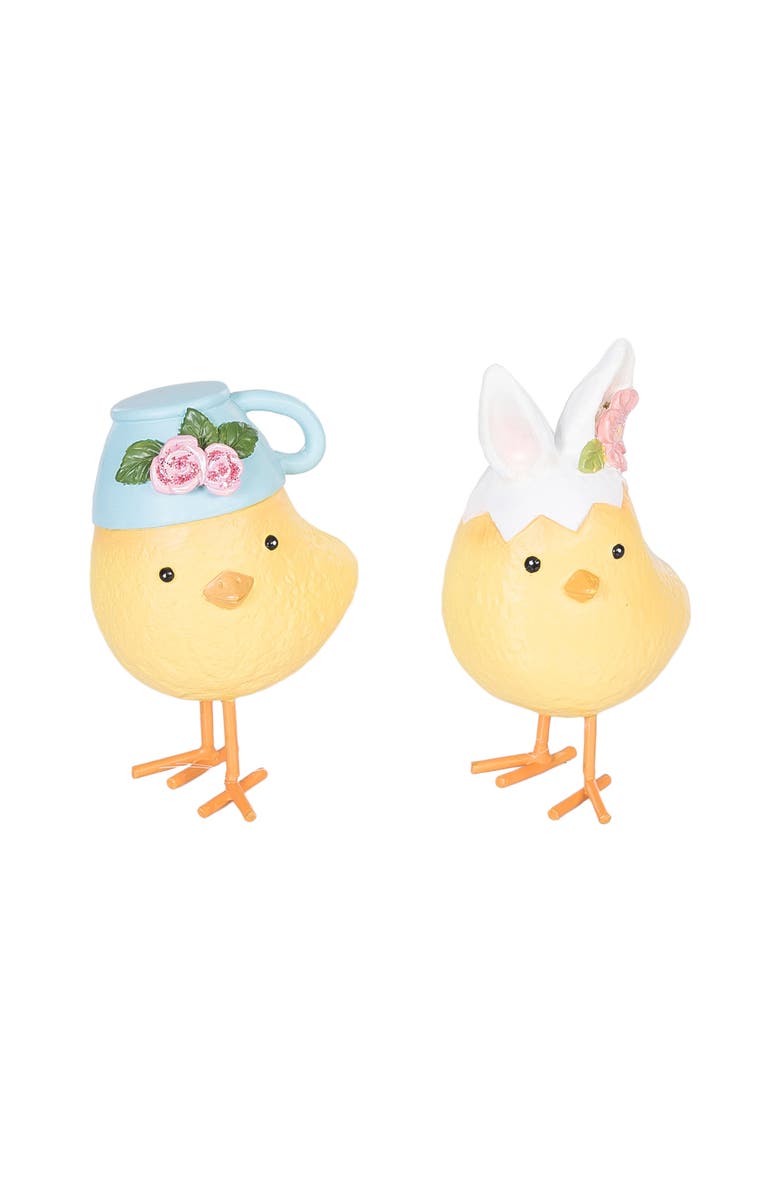 Gallerie II Yellow Easter Chicks Wearing Egg Hats Small Decorative Figurines Assortment of 4, Alternate, color, Yellow