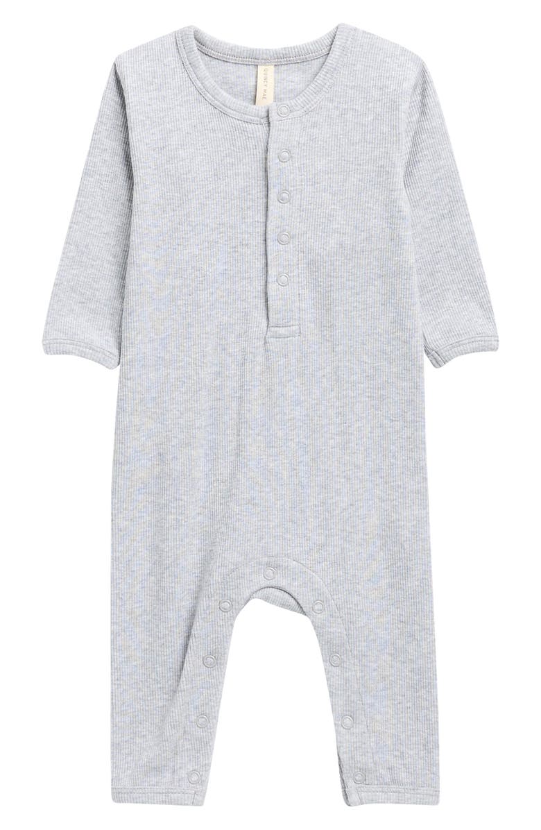 QUINCY MAE Organic Cotton Blend Rib Jumpsuit, Main, color, Blue