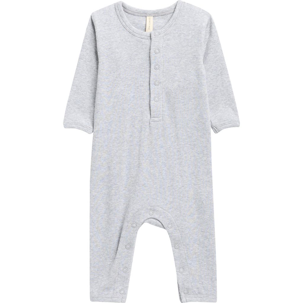 Quincy Mae Babies' Organic Cotton Blend Rib Jumpsuit In Gray
