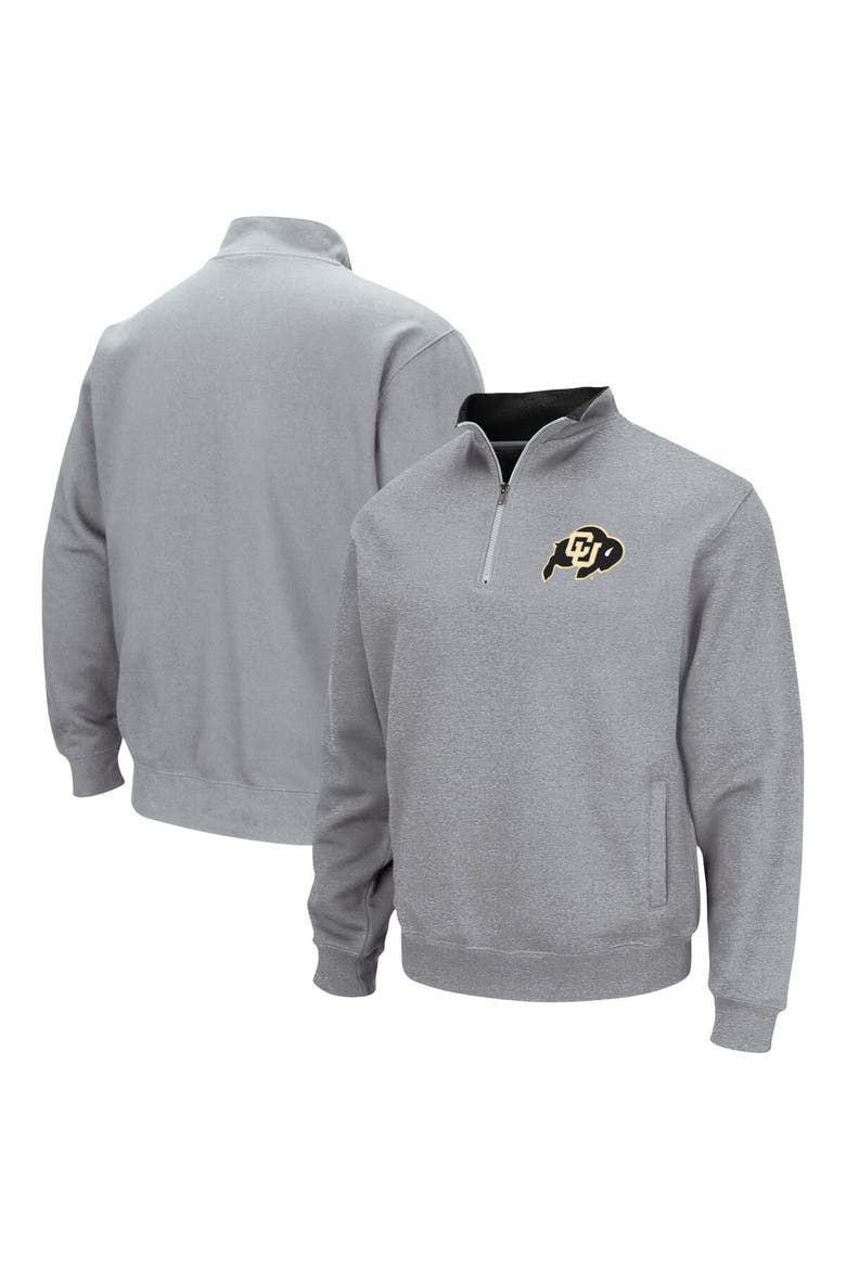 Men's Colosseum Heathered Gray Colorado Buffaloes Tortugas Team Logo Quarter-Zip Jacket, Main, color, Heather Gray