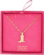 Leith Cubic Zirconia Cowboy Boot Pendant Necklace