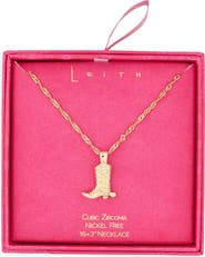 Leith Cubic Zirconia Cowboy Boot Pendant Necklace