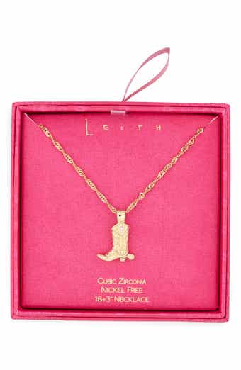 Cubic Zirconia Cowboy Boot Pendant Necklace