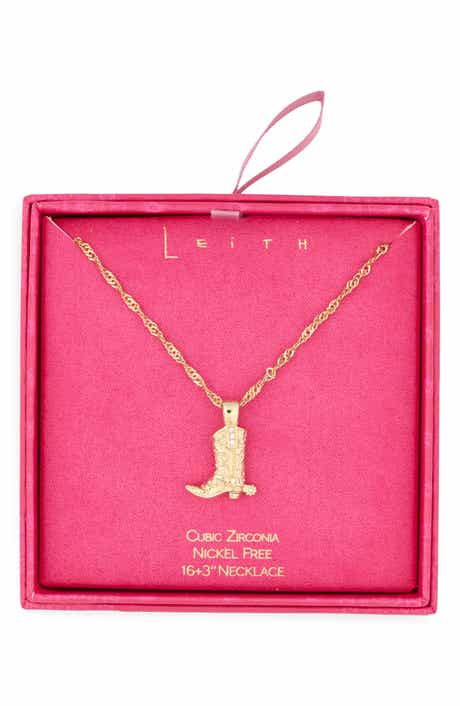 Cubic Zirconia Cowboy Boot Pendant Necklace