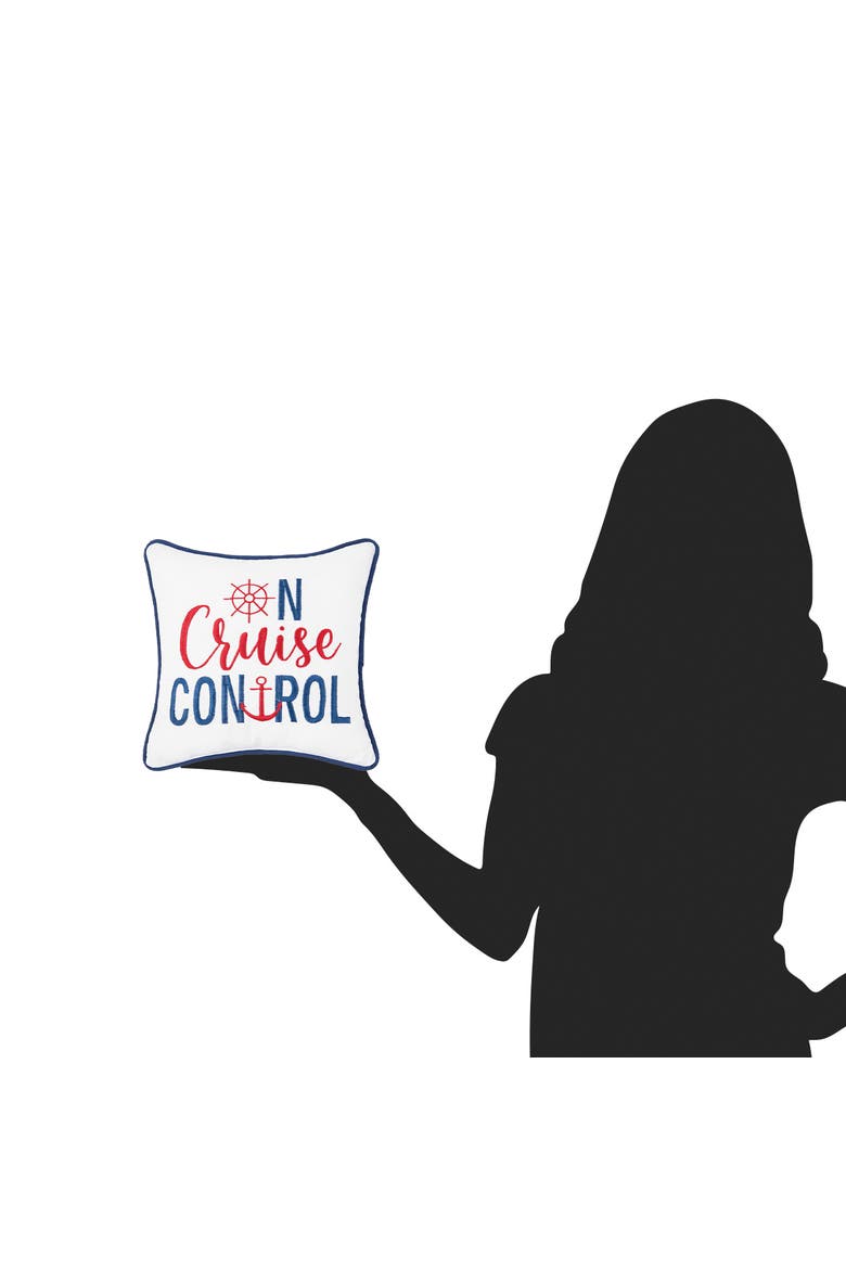 On Cruise Control Embroidered Small Petite Accent Throw Pillow Decor, Alternate, color, White