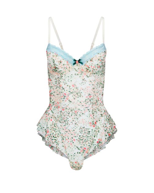 Adore Me Brie Bodysuit Lingerie In Floral White