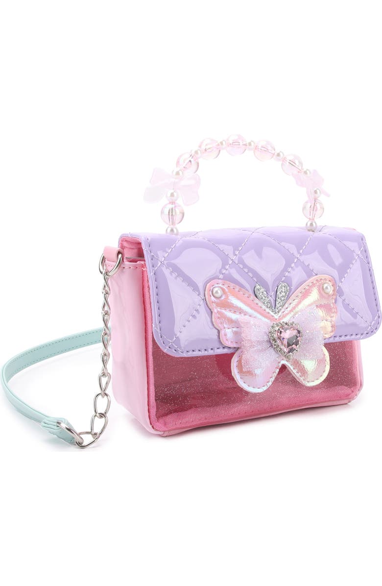 OMG Accessories Kids' Butterfly Beaded Top Handle Bag, Alternate, color, Pink Multi