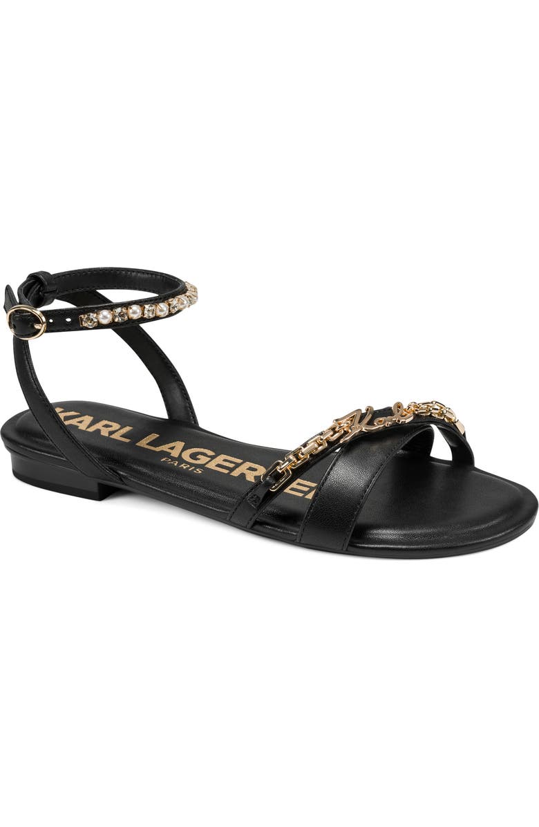 KARL LAGERFELD PARIS Christiano Ankle Strap Sandal, Main, color, Black