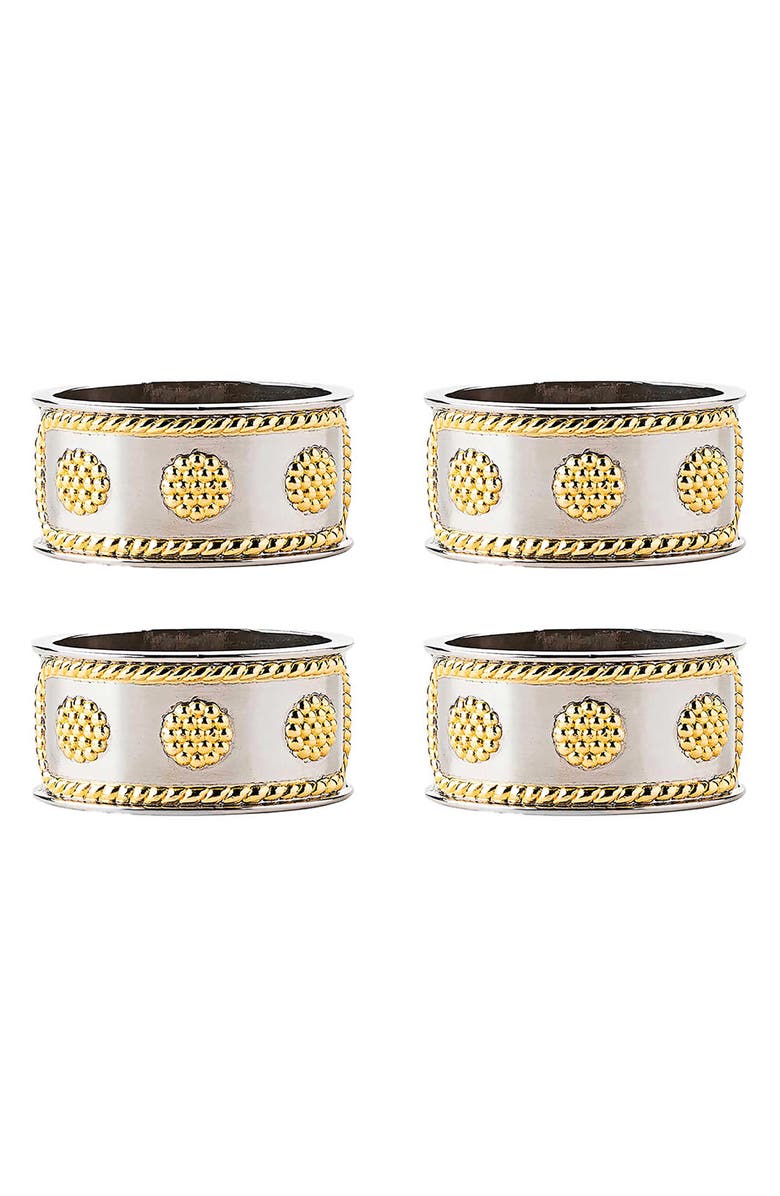 Juliska Berry & Thread Set of 4 Napkin Rings, Main, color, Silver/ Gold