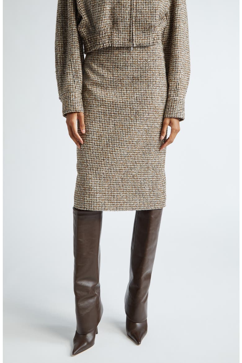 Cara Houndstooth Pencil Skirt, Main, color, CREAM/BROWN