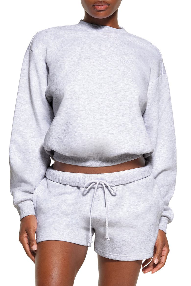 Cotton Blend Fleece Classic Crew Sweatshirt, Main, color, LIGHT HEATHER GRAY
