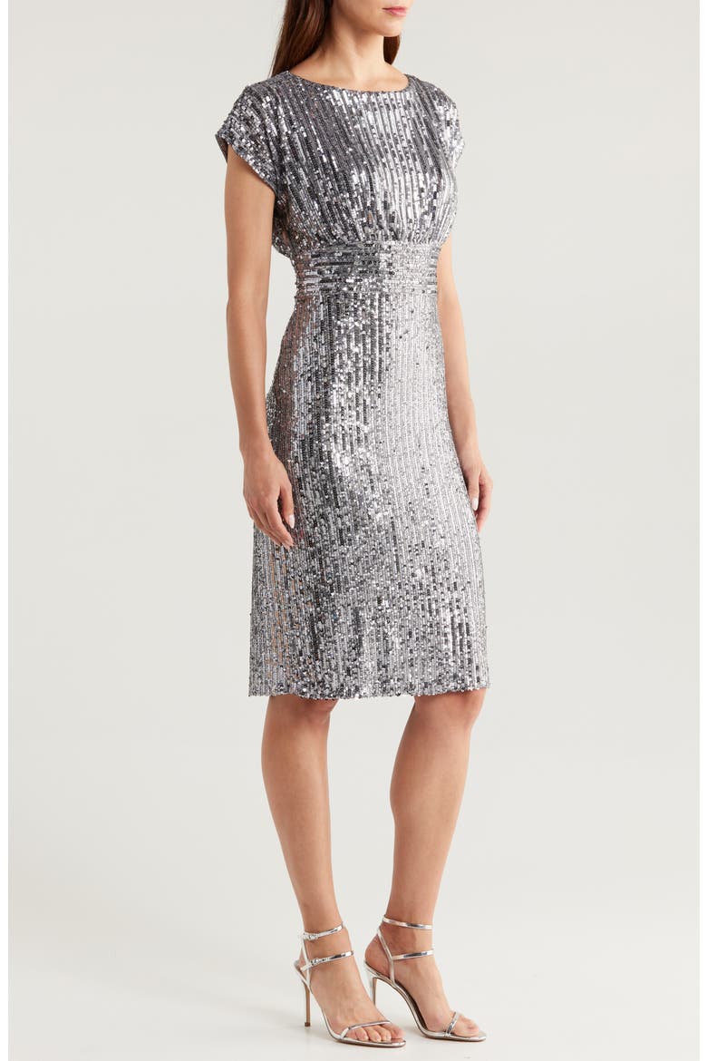Sequin Cocktail Dress, Alternate, color, CHARCOAL