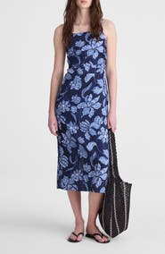 Madewell Sharona Ruched Linen Midi Dress