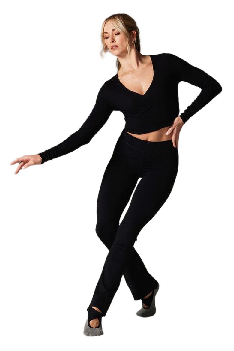Criss Cross Long Sleeve Top, Alternate, color, EBONY