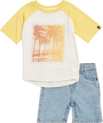 Kids' Raglan T-Shirt & Denim Shorts